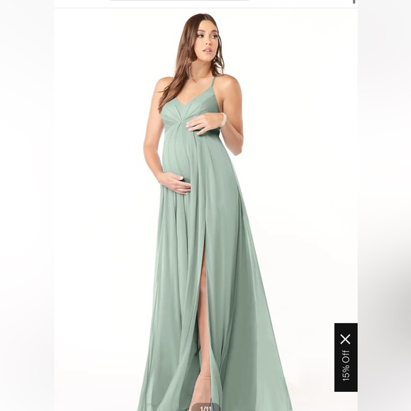Azazie Annabelle maternity bridesmaid dress/evening gown in color Agave size A2 - Picture 1 of 6